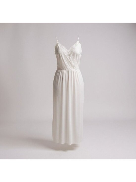 N/A Other - Vintage White Sheer Nylon Lace Trim Nightgown With Spaghetti Straps Women Medium